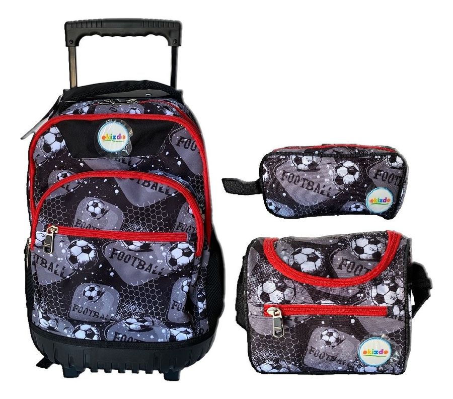 Mochila Con Ruedas + Lochera + Estuche Ekizde D2 -0