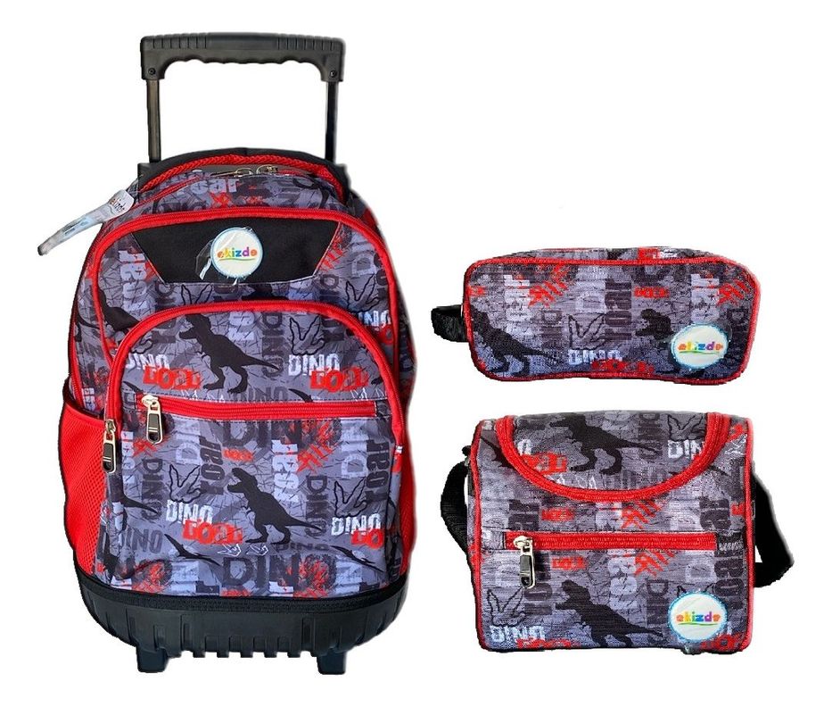Mochila Con Ruedas + Lochera + Estuche Ekizde D1 -0