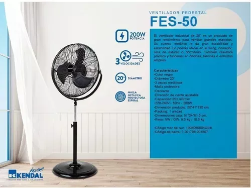 Ventilador Kendal Pedestal industrial 20" -3