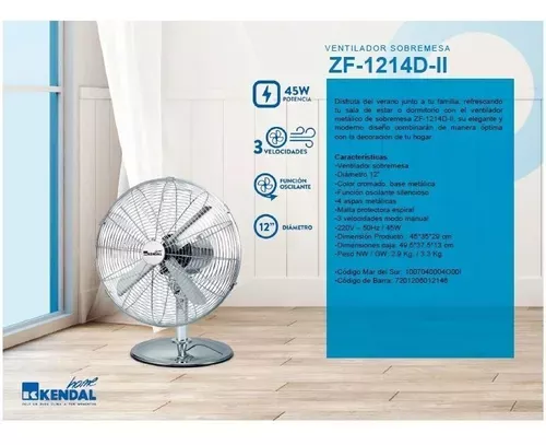 Ventilador Kendal sobremesa 12" metal-4