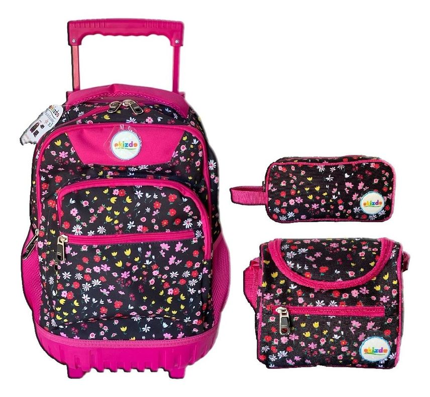 Mochila Con Ruedas + Lochera + Estuche Ekizde D5 -0