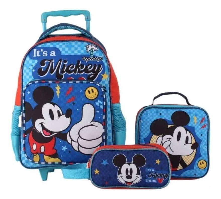Pack Mochila Ruedas Lonchera Estuche Mickey -0