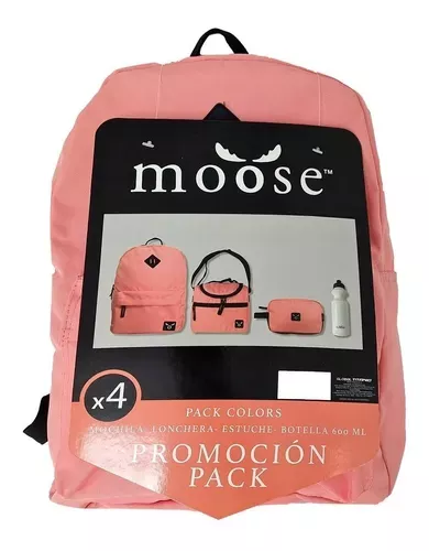 Pack Mochila Lonchera Estuche Botella Pink -1