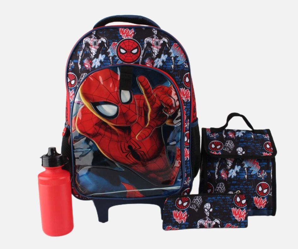 Pack Mochila Lonchera Estuche Botella Spiderman -0
