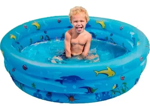 Piscina Inflable Niños 3 Anillos 120x40cm Rosa-0