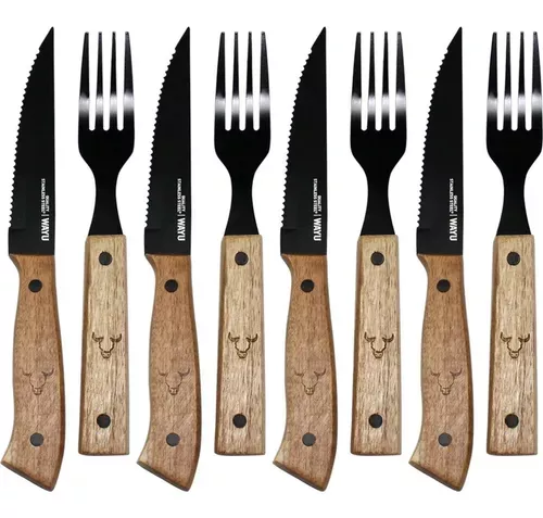 Set Parrilla 4 Tablas 40cm + Tenedor Cuchillo W02-3