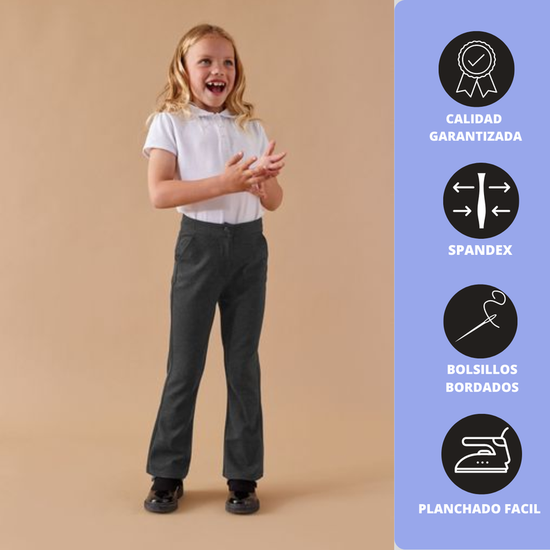 Pantalón Escolar Mujer Elasticado Gris -3