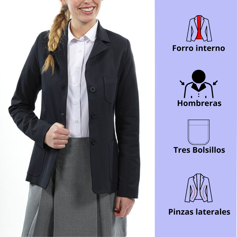 Blazer Escolar Clásico Azul Marino - Tallas 12 a 16-4