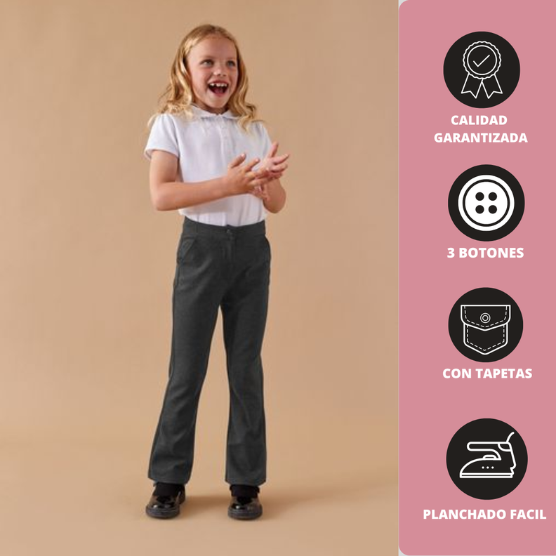 Pantalón Escolar Elasticado Gris - Tallas 12 a 16-3
