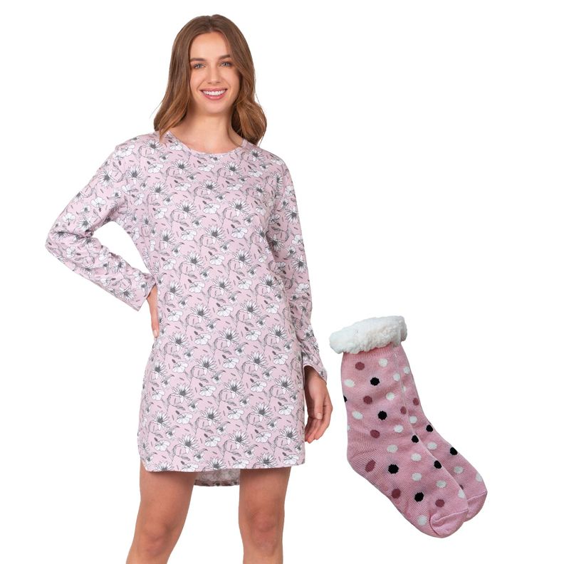 Pack Camisola Flores Mujer 8685 + Calcetín Sherpa A294-0