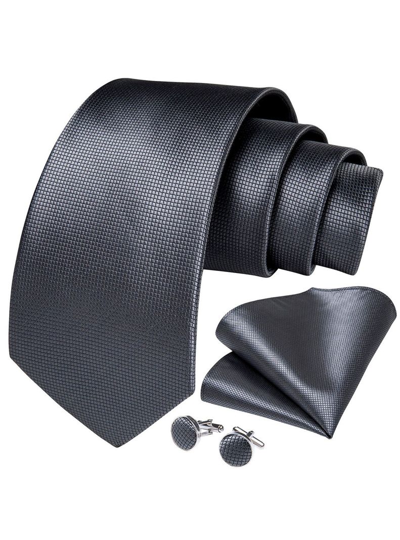 Set Corbata + Paño + Collera formal hombre. Modelo Gris Classic-0