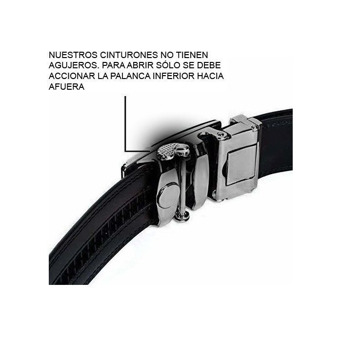 Cinturon ejecutivo automatico cuero negro hombre. Modelo Daimler Premium-5