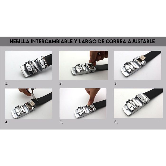 Cinturon ejecutivo automatico cuero negro hombre. Modelo Daimler Premium-6