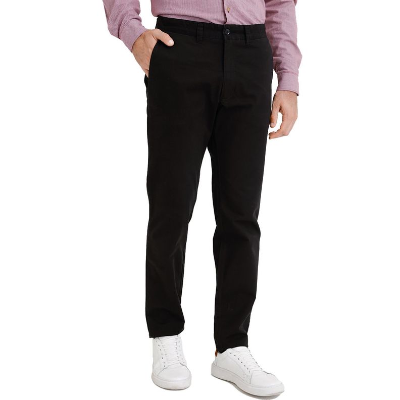 Pantalón Trial Slim Hombre Algodón Liso Vinci Semiformal Negro-0