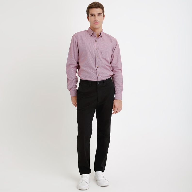 Pantalón Trial Slim Hombre Algodón Liso Vinci Semiformal Negro-3