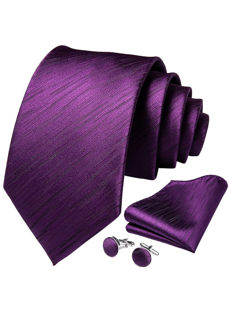 Set Corbata + Paño + Collera formal hombre. Modelo Dark Violet-0