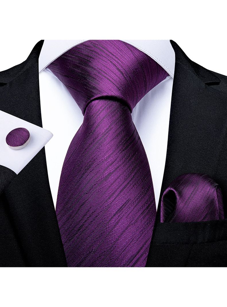 Set Corbata + Paño + Collera formal hombre. Modelo Dark Violet-1
