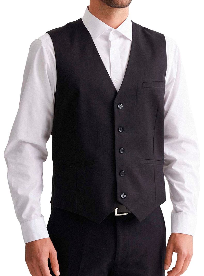 Gilet Hombre Clásico Negro Ajustable Chaqueta Formal Sin Mangas Matrimonio-0