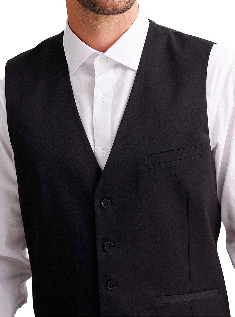 Gilet Hombre Clásico Negro Ajustable Chaqueta Formal Sin Mangas Matrimonio-2