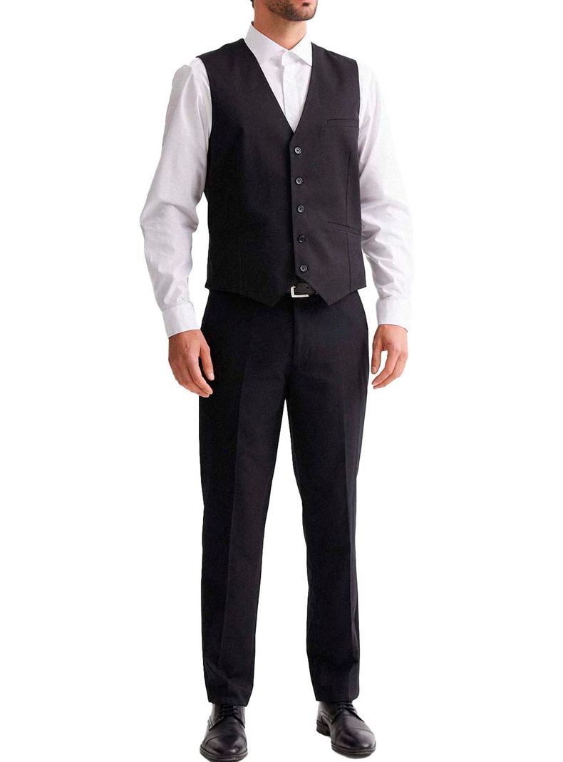 Gilet Hombre Clásico Negro Ajustable Chaqueta Formal Sin Mangas Matrimonio-3