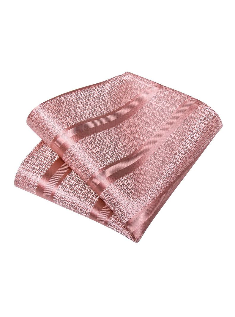 Corbata Hombre Seda + Paño + Colleras formal. Modelo Oro Rosa-4
