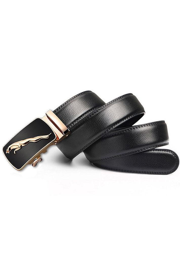Cinturon ejecutivo automatico cuero negro hombre. Jaguar Dorado-0