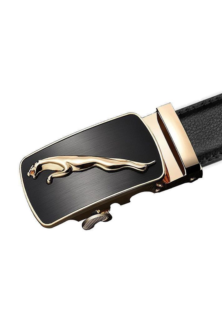 Cinturon ejecutivo automatico cuero negro hombre. Jaguar Dorado-1