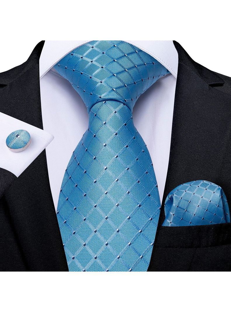 Set Corbata + Paño + Collera formal hombre. Modelo Blue Sky-1