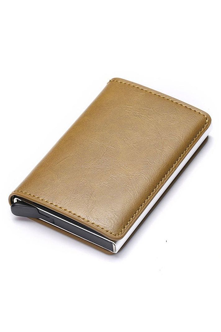 Billetera y Tarjetero Antiescaner Funda Cuero. Modelo Café-0