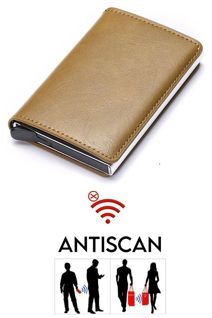 Billetera y Tarjetero Antiescaner Funda Cuero. Modelo Café-2