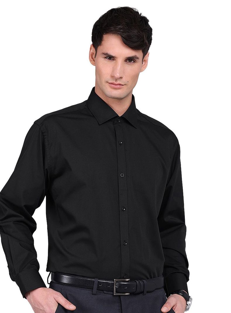 Camisa Negra Van Heusen Hombre Formal Tailored Fit Sin Bolsillo Cuello Italiano-0