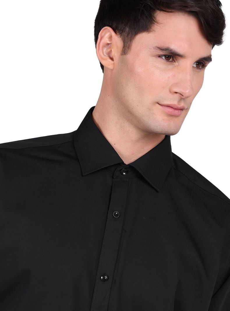 Camisa Negra Van Heusen Hombre Formal Tailored Fit Sin Bolsillo Cuello Italiano-4