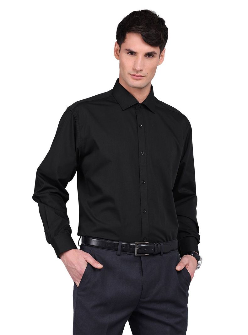 Camisa Negra Van Heusen Hombre Formal Tailored Fit Sin Bolsillo Cuello Italiano-5