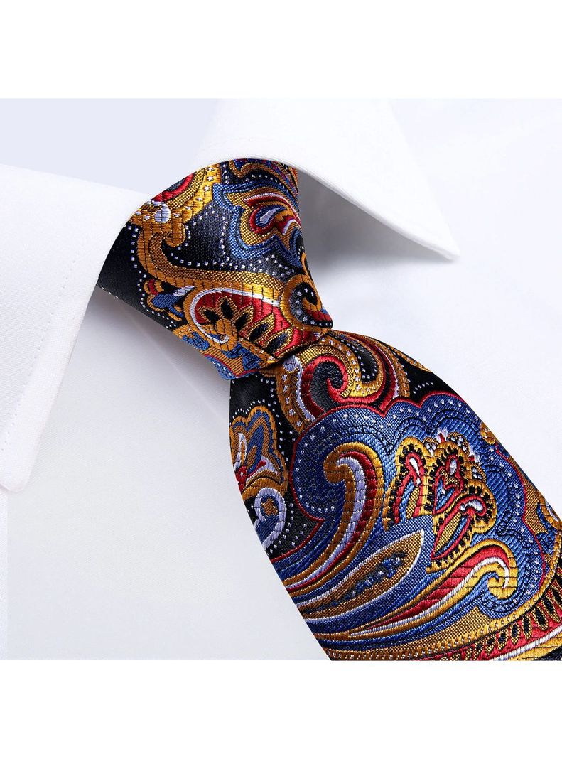 Corbata Hombre Seda con paño y colleras. Modelo Multicolor Du Soleil-2