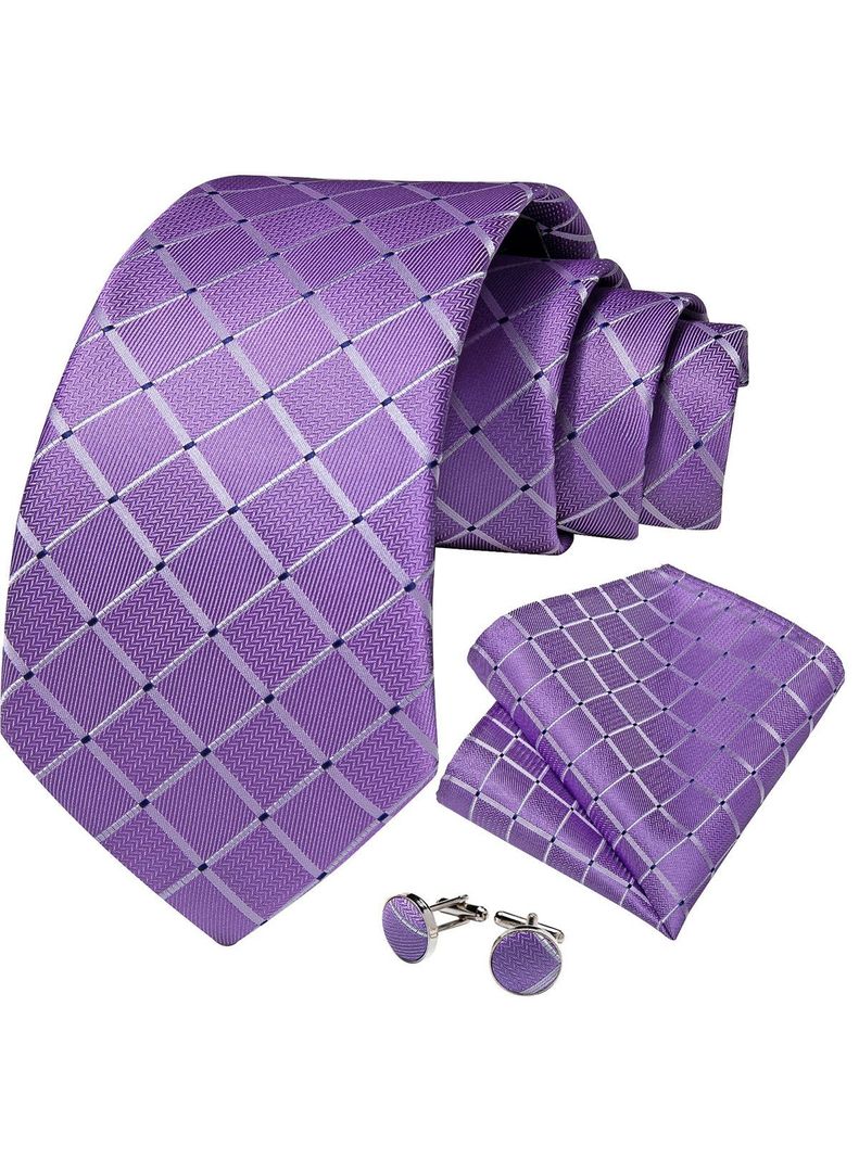 Corbata Hombre Seda con paño y colleras. Modelo Sangre Violeta-0