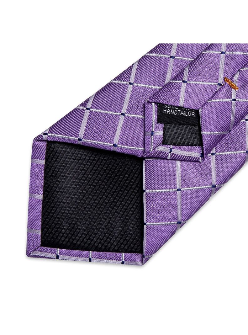 Corbata Hombre Seda con paño y colleras. Modelo Sangre Violeta-4