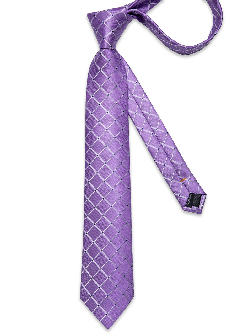 Corbata Hombre Seda con paño y colleras. Modelo Sangre Violeta-6