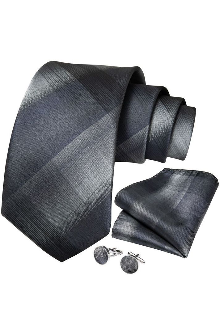 Set Corbata + Paño + Collera formal hombre. Modelo Gris Cenizas-0