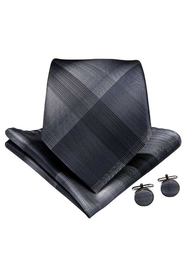 Set Corbata + Paño + Collera formal hombre. Modelo Gris Cenizas-3