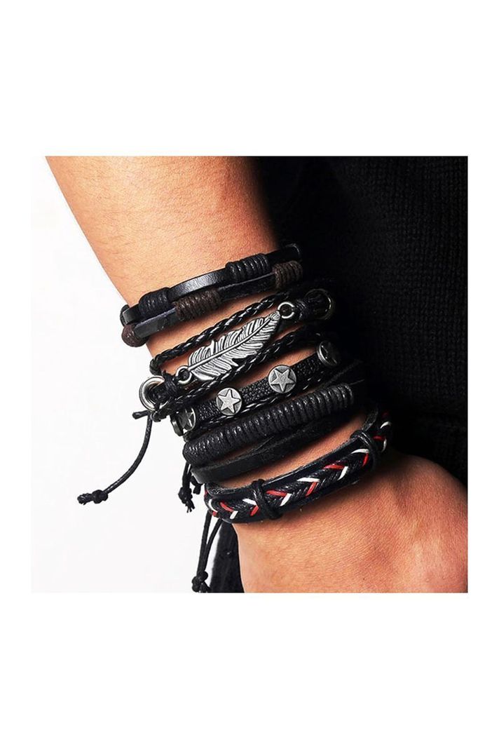 Pulsera Cuero Unisex. Modelo Leaf Black-1