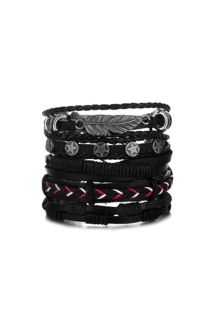 Pulsera Cuero Unisex. Modelo Leaf Black-0