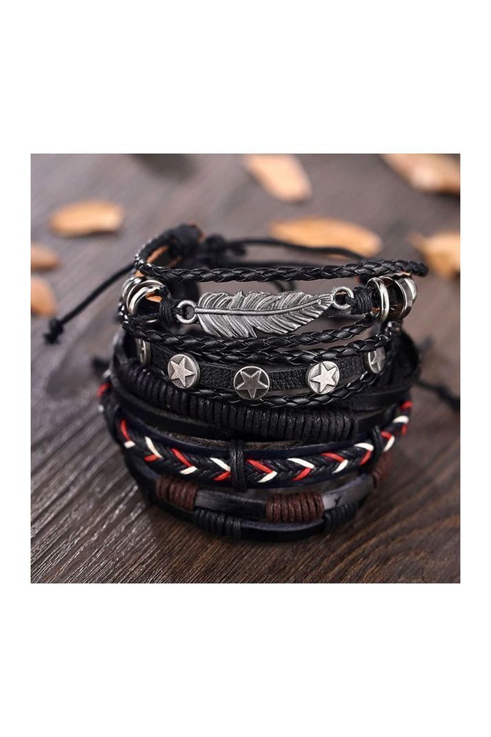 Pulsera Cuero Unisex. Modelo Leaf Black-2
