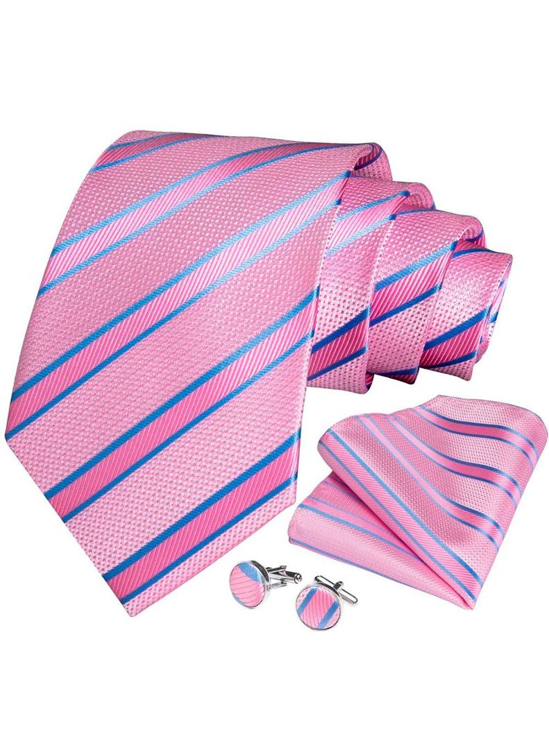 Set Corbata + Paño + Collera formal hombre. Modelo Rosa y Celeste-0