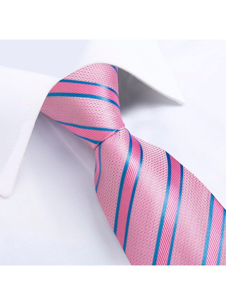 Set Corbata + Paño + Collera formal hombre. Modelo Rosa y Celeste-2