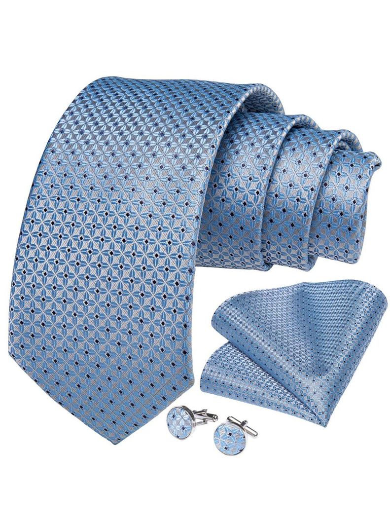 Corbata Celeste + Paño + Collera formal hombre. Modelo Celeste Diamantes-0