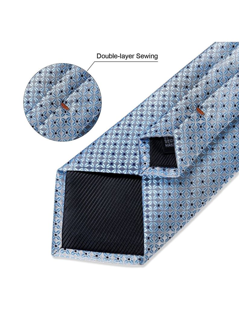 Corbata Celeste + Paño + Collera formal hombre. Modelo Celeste Diamantes-3