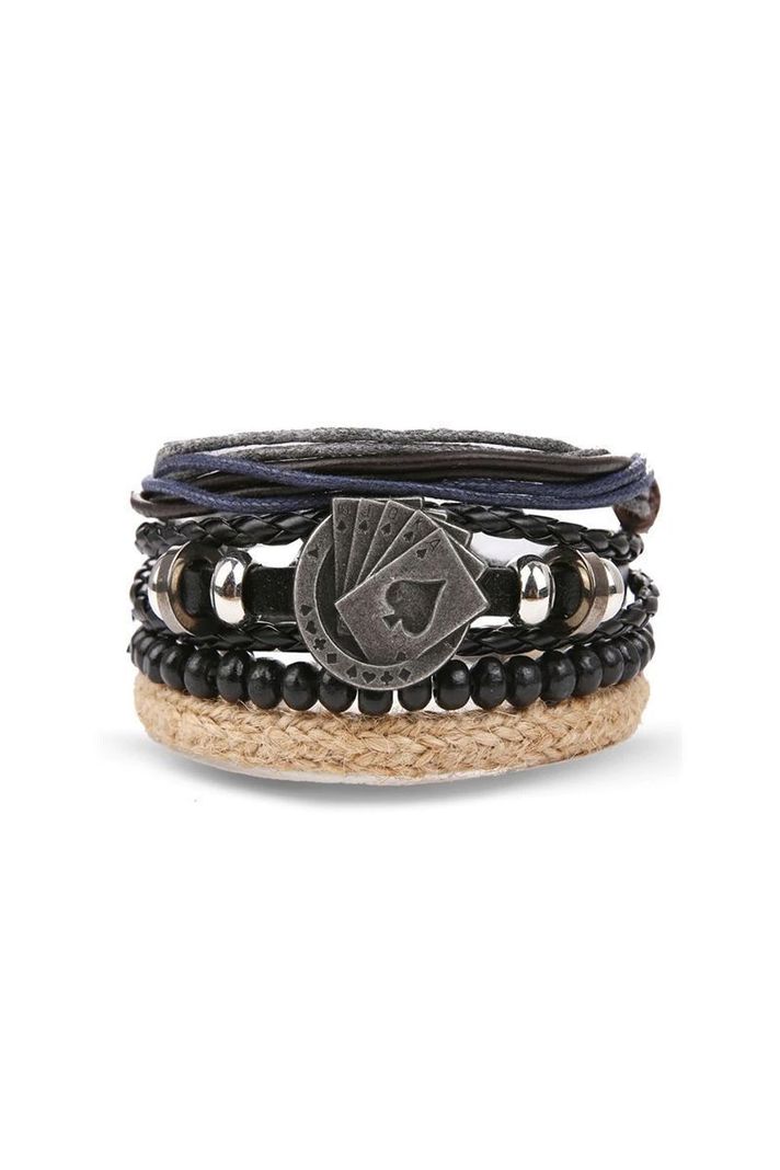 Pulsera Cuero Unisex. Modelo Poker Royal-0