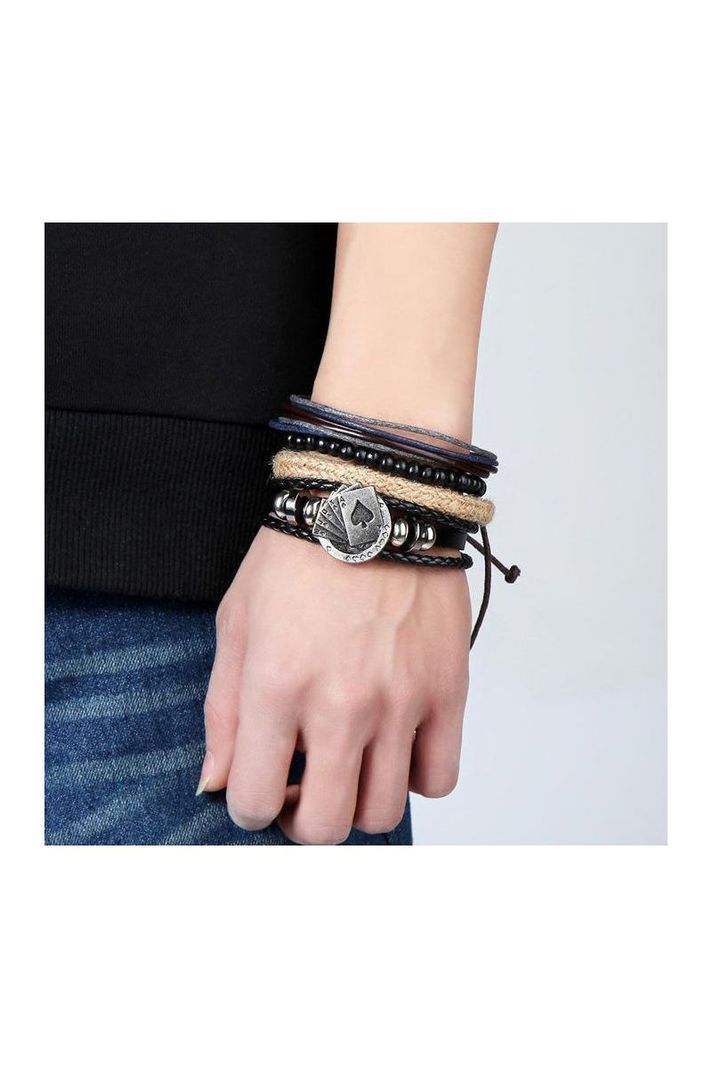 Pulsera Cuero Unisex. Modelo Poker Royal-1