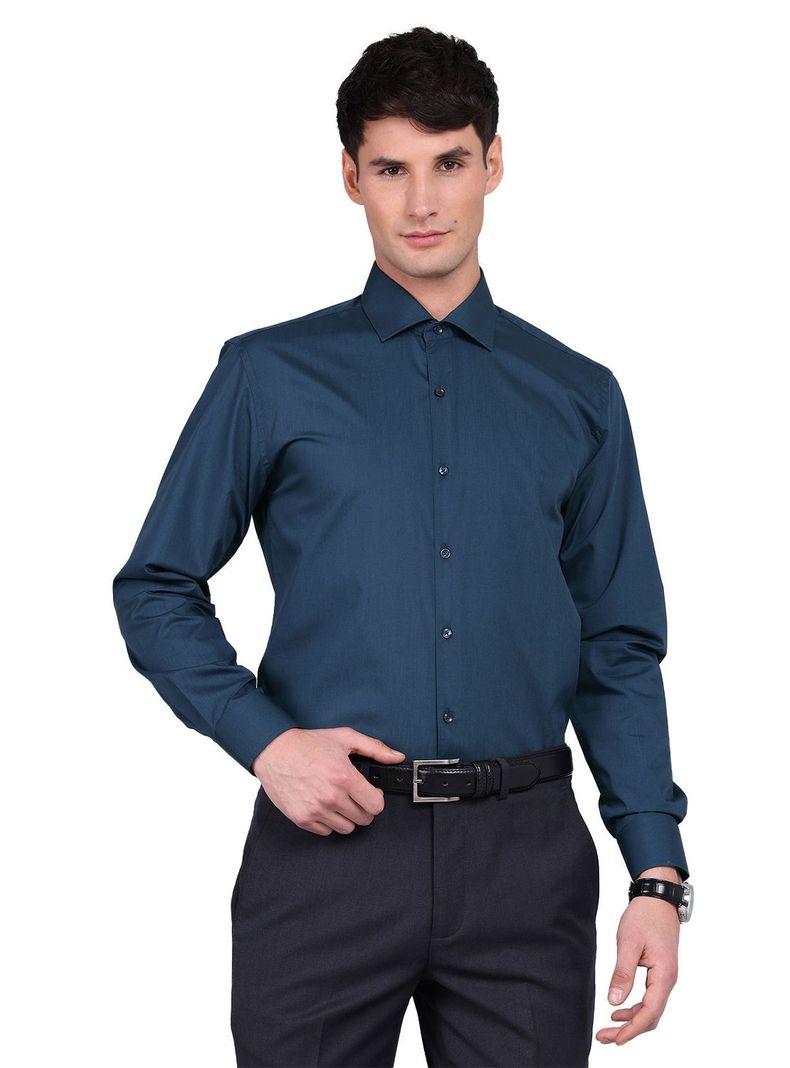 Camisa Formal Slim Fit Van Heusen Azul Turquesa Oscuro Hombre Sin Bolsillo-5