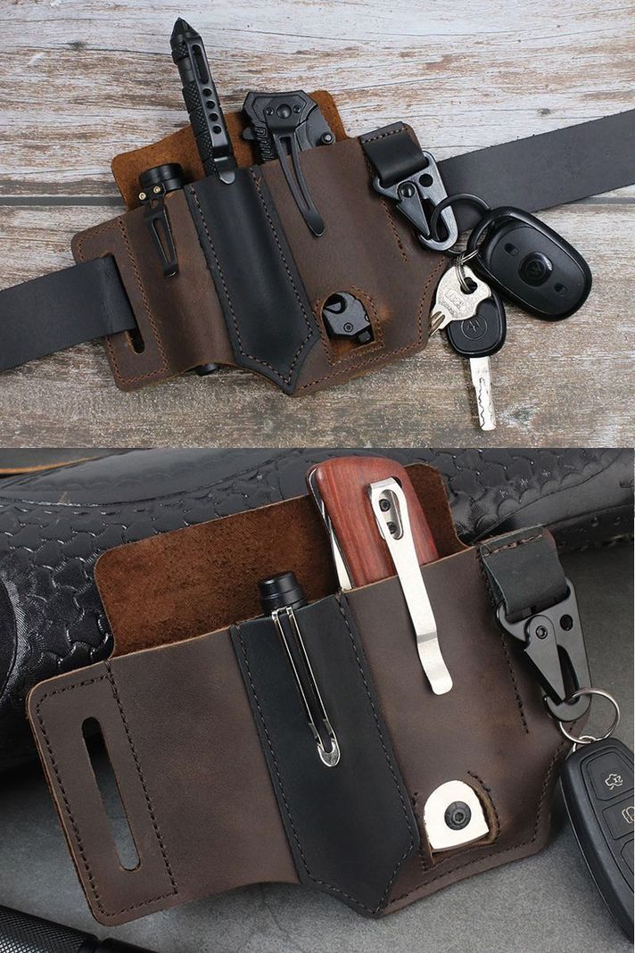 Organizador Táctico Cintura Hombre. Para Llaves y Accesorios. Café y Negro-5